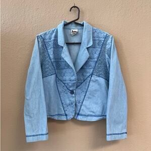 Vintage 80s TM Sport denim embroidered jacket size M